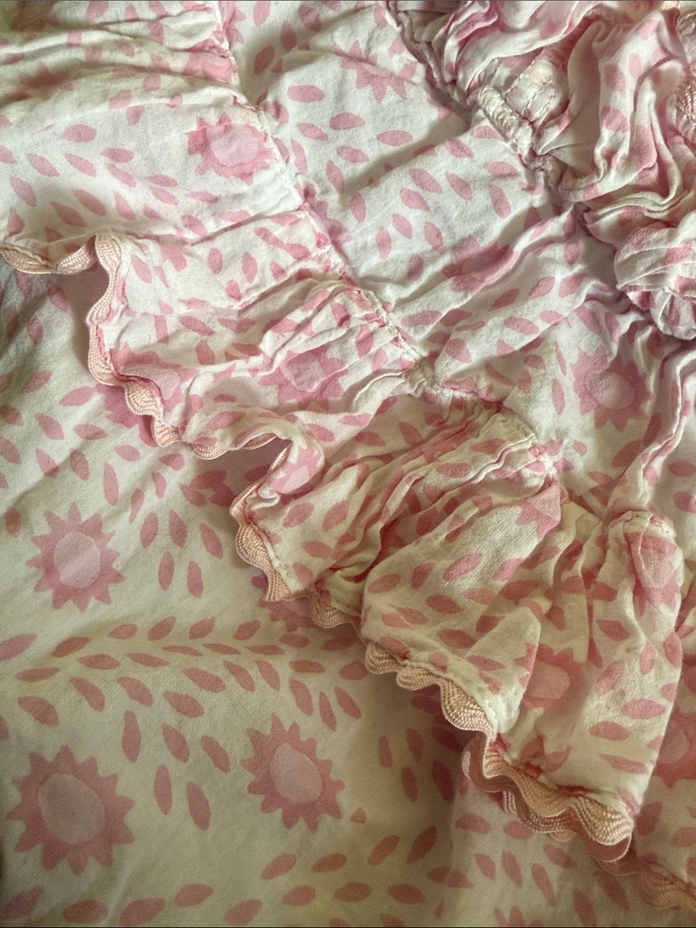 Toddler Girl Bubble Romper, Pink Floral with Ruffles - Picture 5 of 5